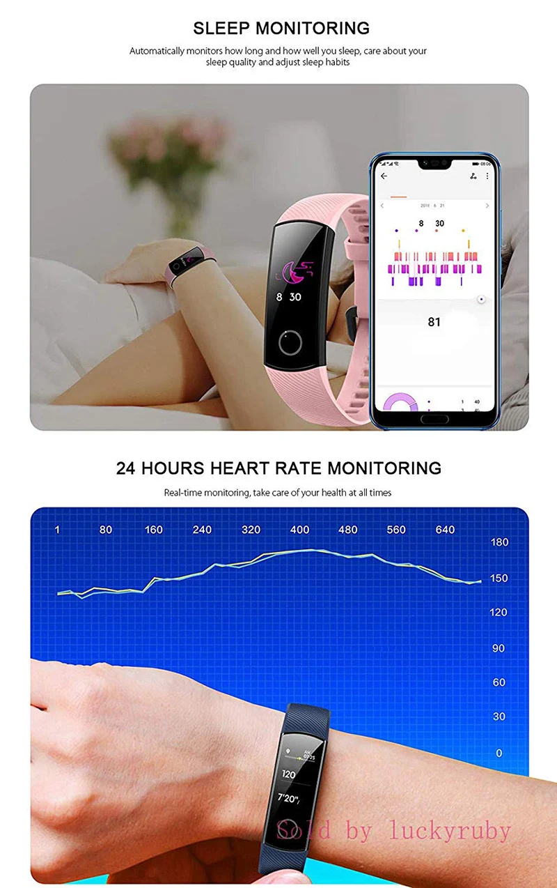 huawei Honor Band 3/4, умный Браслет Honor Band 4, фитнес-браслет, 0,91 дюймов, OLED тачпад, пульсометр, смарт-браслет