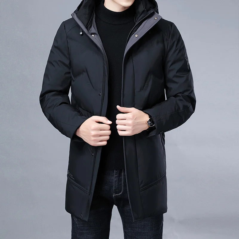 waterproof puffer jacket 2021 Winter New Men's Fashion Long Parka Top Quality 90% White Duck Down Coat Men Windbreaker with Hooded Jacket rab down jacket Down Jackets