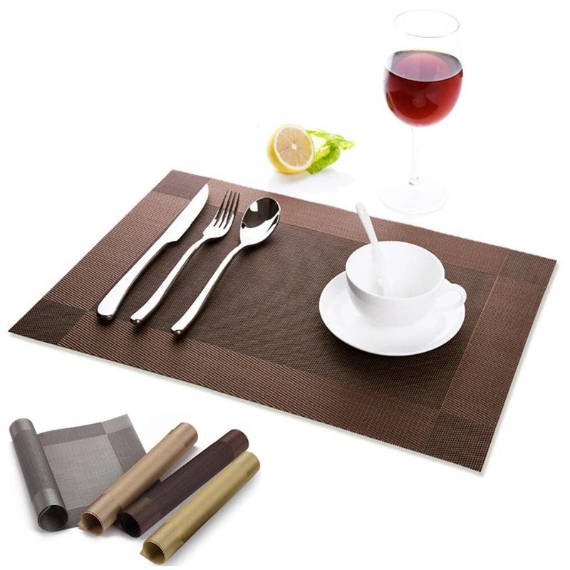  4PCS/Lot PVC Placemat Individual Table Slip-resistant Mat Waterproof Kitchen Dining Table Hot Pad W