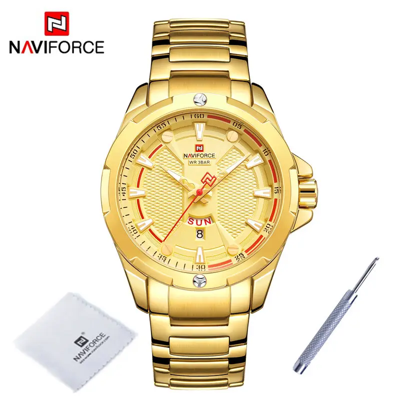 NAVIFORCE Men's Military Sport Wristwatches Luminous Waterproof Male Clock Date Display Stainless Steel Watch Relogio Masculino 