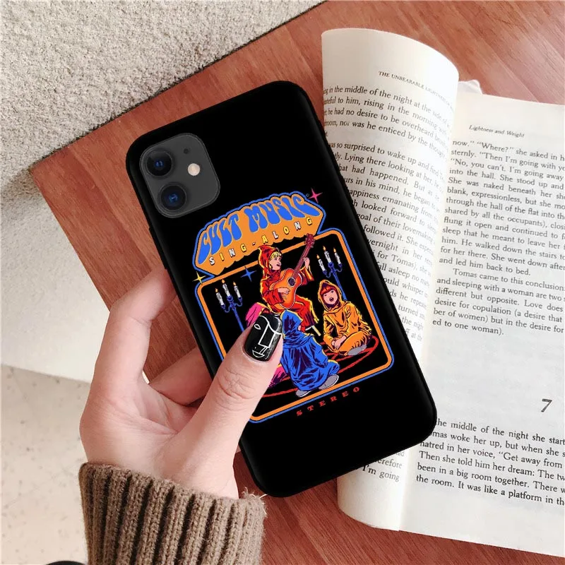 Funny Halloween Satan Vintage Let's Summon Demons Graphic Black silicone Phone Case For iPhone XR X XS 11 Pro Max 8 7 6 6S Plus - Цвет: T7929