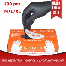 LESHP 100pcs/lot Mechanic Gloves Nitrile gloves Household Cleaning Washing Black Laboratory Nail Art Anti-Static Gloves