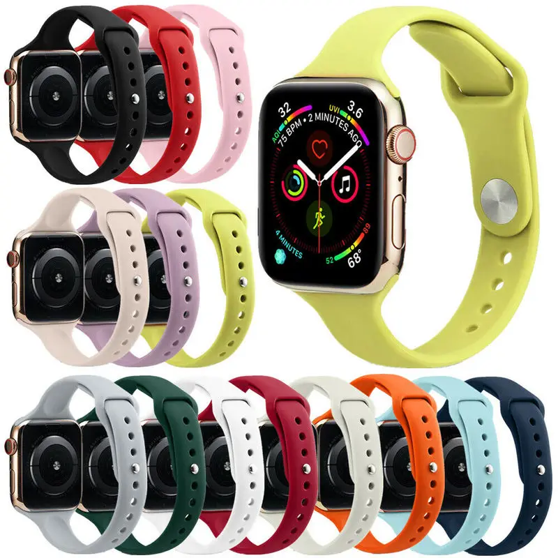 Ремешок для часов Apple Watch 38 мм 42 мм 44 мм 40 мм IWatch 4 3 2 1 спортивный силиконовый ремешок тонкий браслет аксессуары для часов