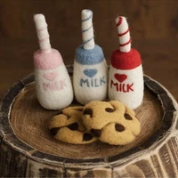 DIY Baby Wool Felt Milk Bottle+Cookies Decorations Newborn Photography Props Infant Photo Shooting Accessories Home Party Orname 2
