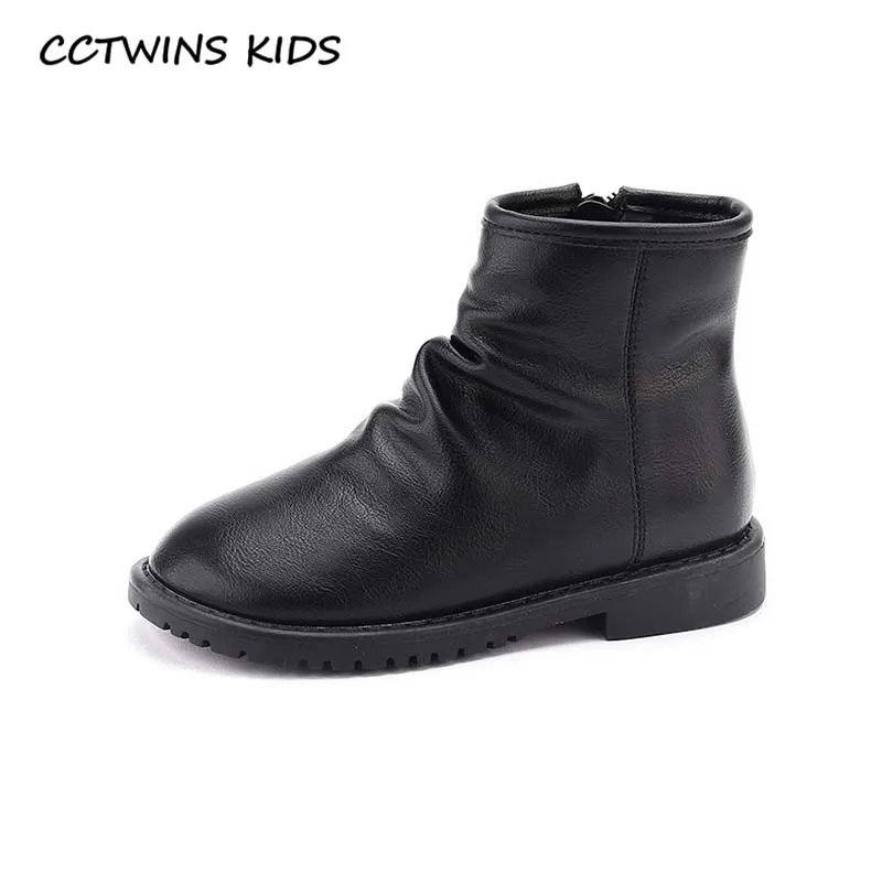 CCTWINS/детская обувь; коллекция года; зимние модные короткие ботинки для девочек; детская теплая обувь черного цвета; Брендовые ботильоны для маленьких мальчиков; FB1798