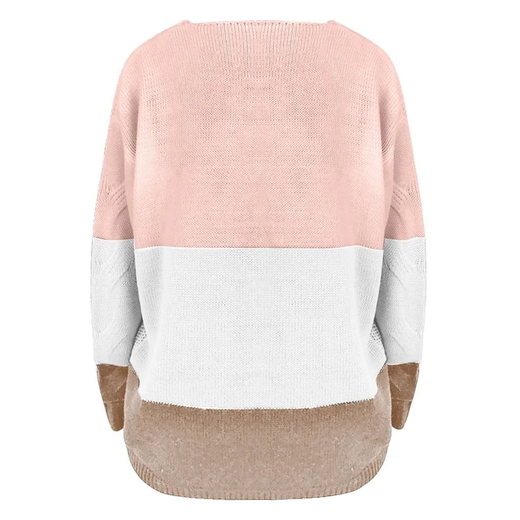 Женский свитер с v-образным вырезом с открытыми плечами и цветным сочетанием, деловой Удобный свободный пуловер, свитер, простой джемпер