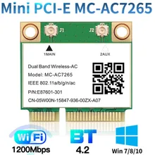 1200 Мбит/с Беспроводной MC-AC7265 Половина Mini PCI-E Wi-Fi карты Bluetooth 4,2 802.11ac Dual Band 2,4G Wi-Fi 5 ГГц адаптер для ноутбука, чем 7260HMW