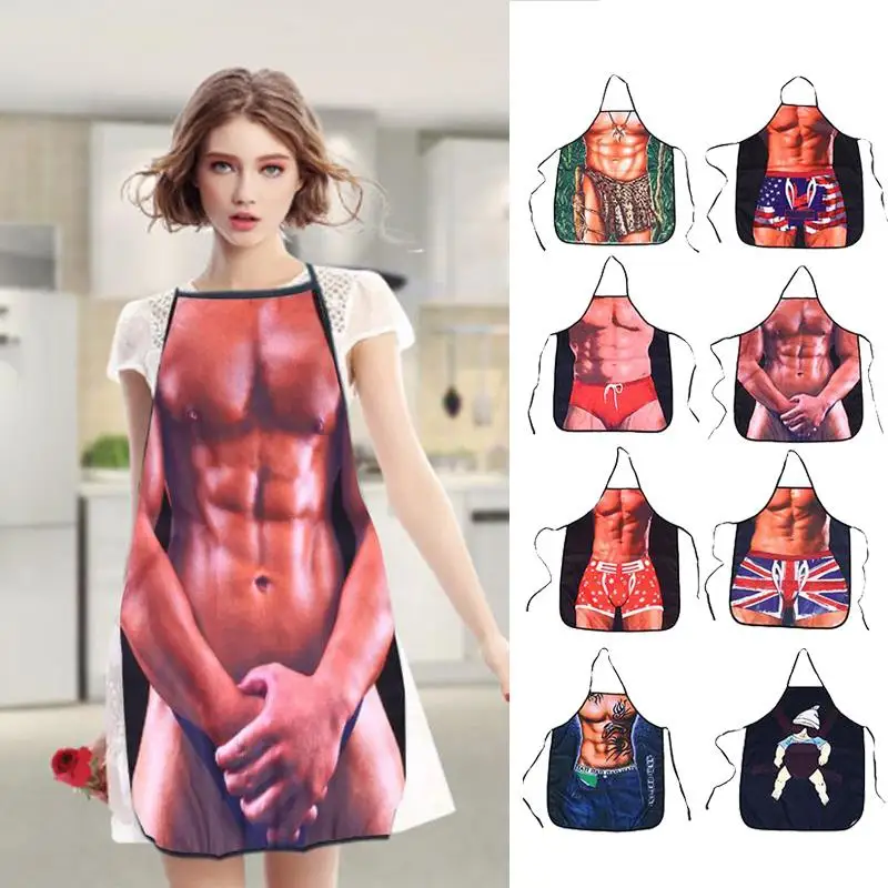 Aprons Funny Creative Men Polyester Cooking Joke Dinner Cleanig Protection 3D Design Party Gifts Baking Kitchen Novelty