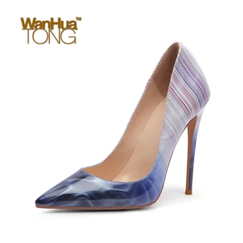 

Wanhuatong Woman Fashion Wedding Business Sexy Pumps Pointed Toe Stiletto Heel Gradation Color Shoes Size45