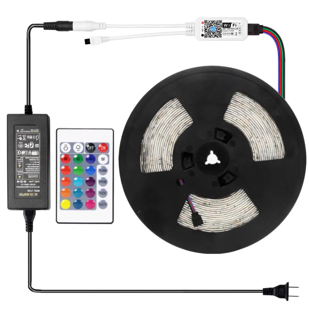  15M WiFi LED Strip Light RGB Tape Diode Neon Ribbon tira fita SMD 5050 30M Flexible Light String Wi - 4000075468375