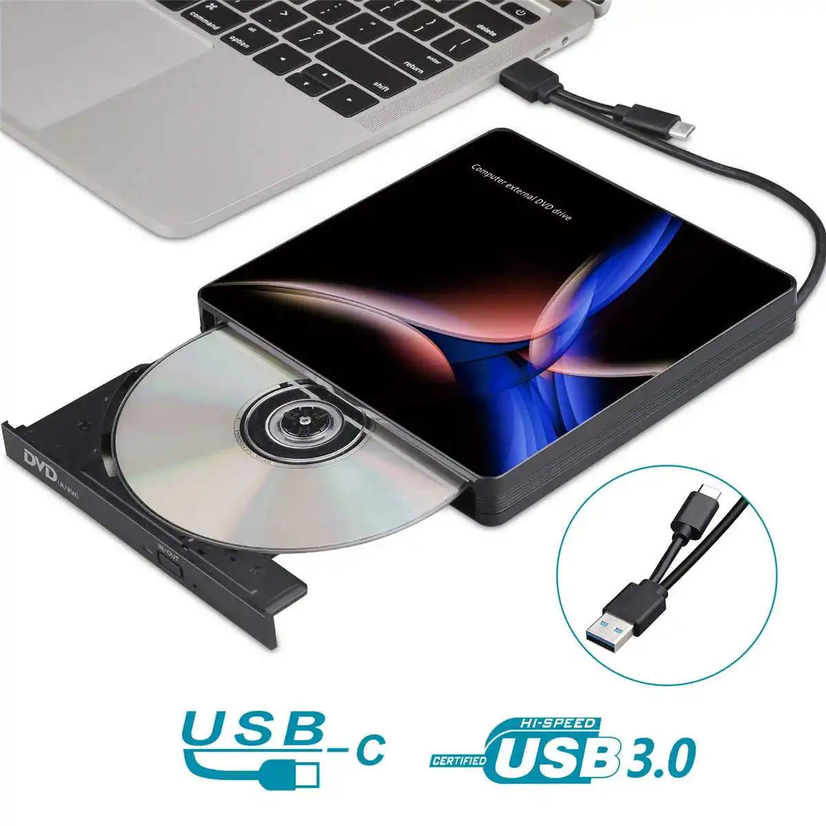 Внешний DVD привод Оптический привод USB 3,0 type-C высокоскоростной CD rom плеер CD-RW записывающее устройство для ноутбука