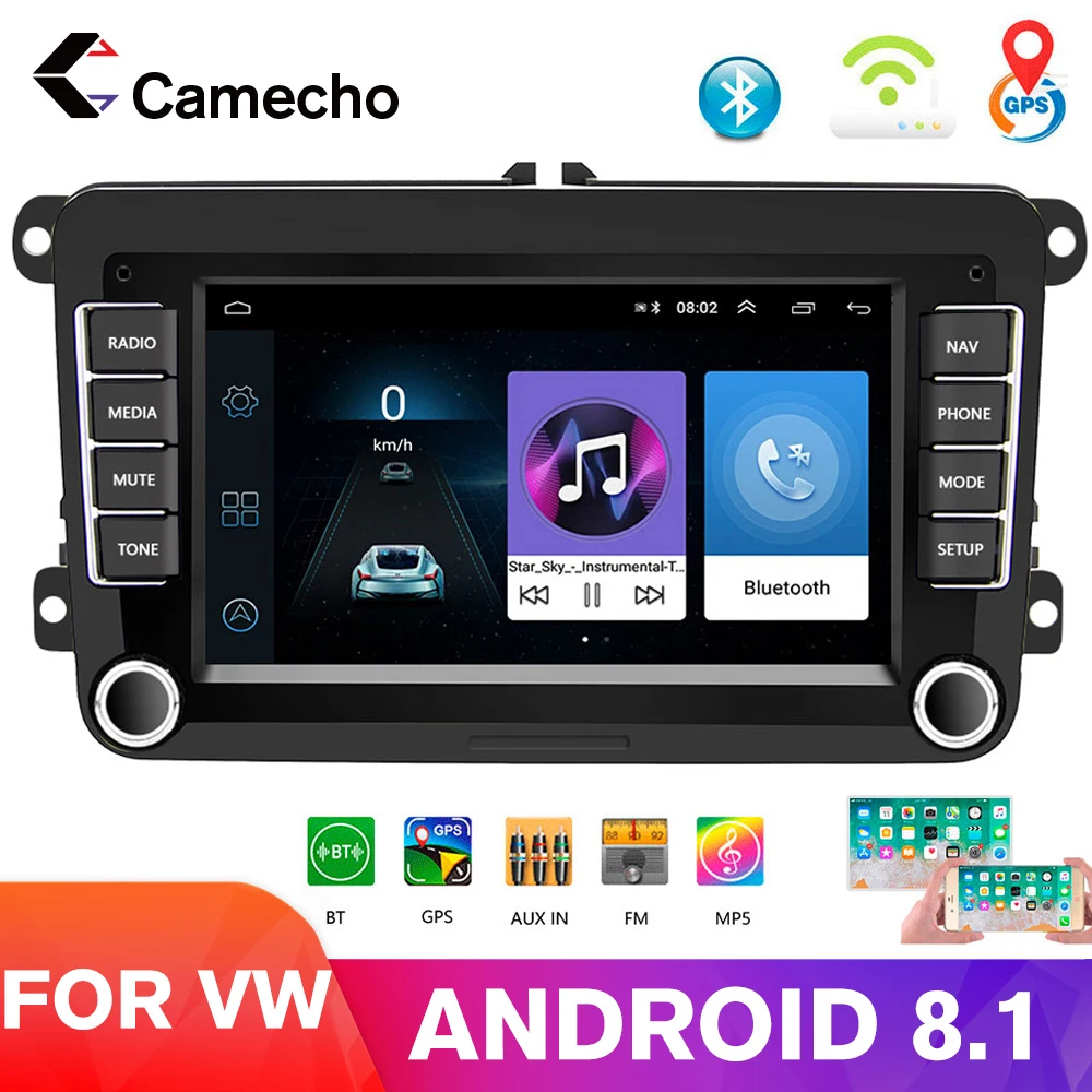 

Camecho 2 Din Autoradio Android GPS Navigation Car Radio Wifi Bluetooth Car Multimedia player 7" Mirror Link Stereo For VW Car