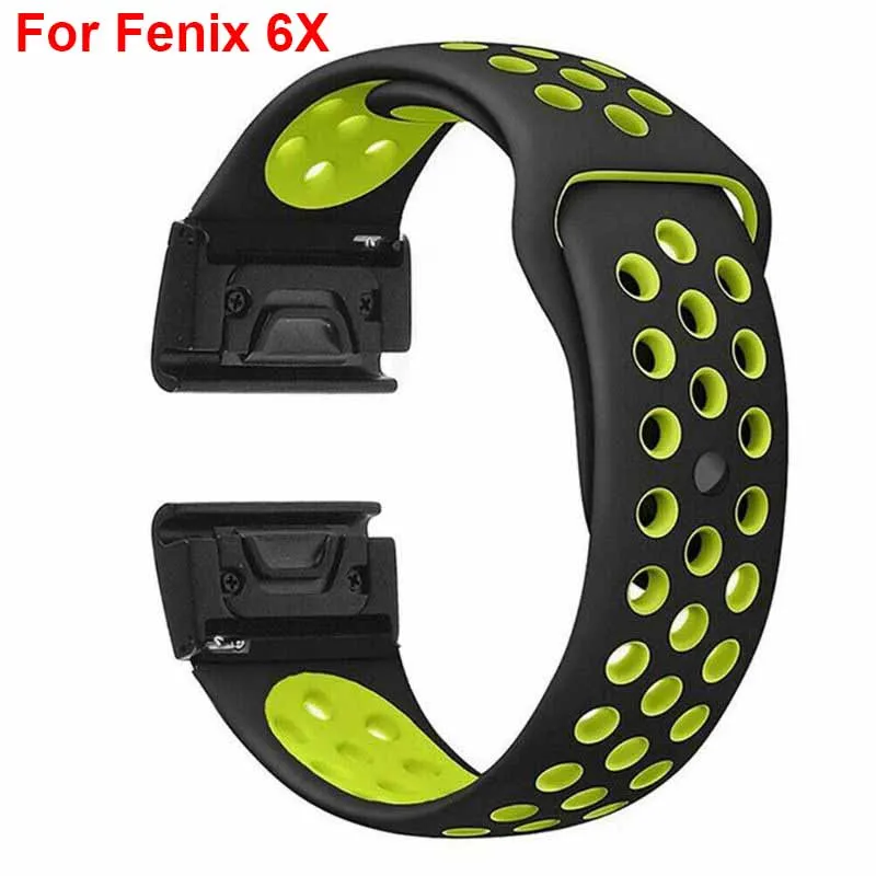 Мягкий силиконовый ударопрочный ремешок для часов Garmin Fenix 6/6X Smart Watch - Цвет: For Fenix 6X-B