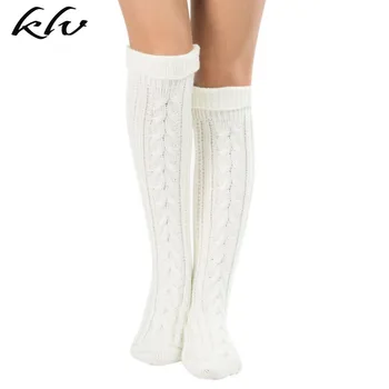 

New Warm Knit Leggings Women Girls Knitted Christmas Boots Over-the-knee Floor