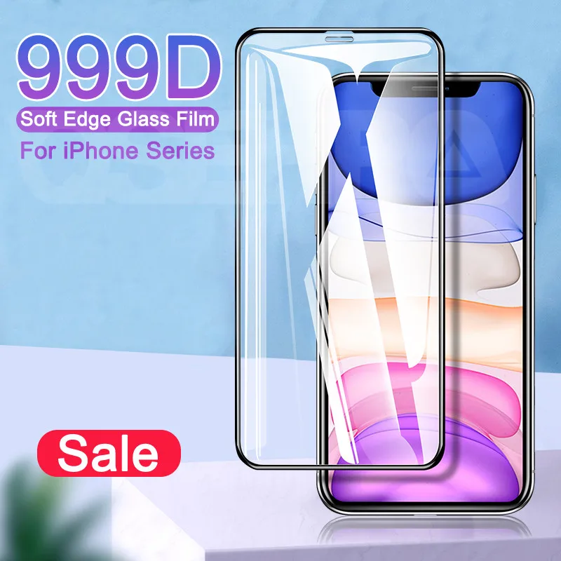 Защитное стекло 999D для iPhone 11 Pro XS Max X XR закаленное 7 6 6S 8 Plus SE 2020|Защитные стёкла и