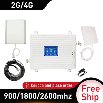

900/1800/2600mhz 2G 3G 4G GSM DCS FDD LTE 4G Tri-Band Signal Repeater GSM gain 70db cellular Mobile Signal Booster 4GAmplifier