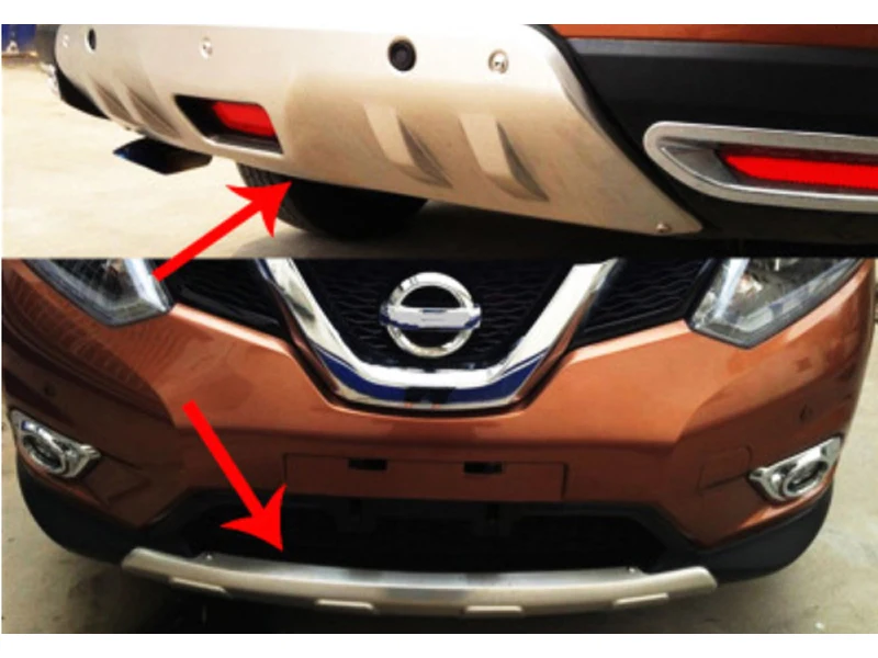 Для nissan Rogue x trail 2 шт. металлический передний+ задний бампер Нижняя защита с отверстием для ключа Быстрая