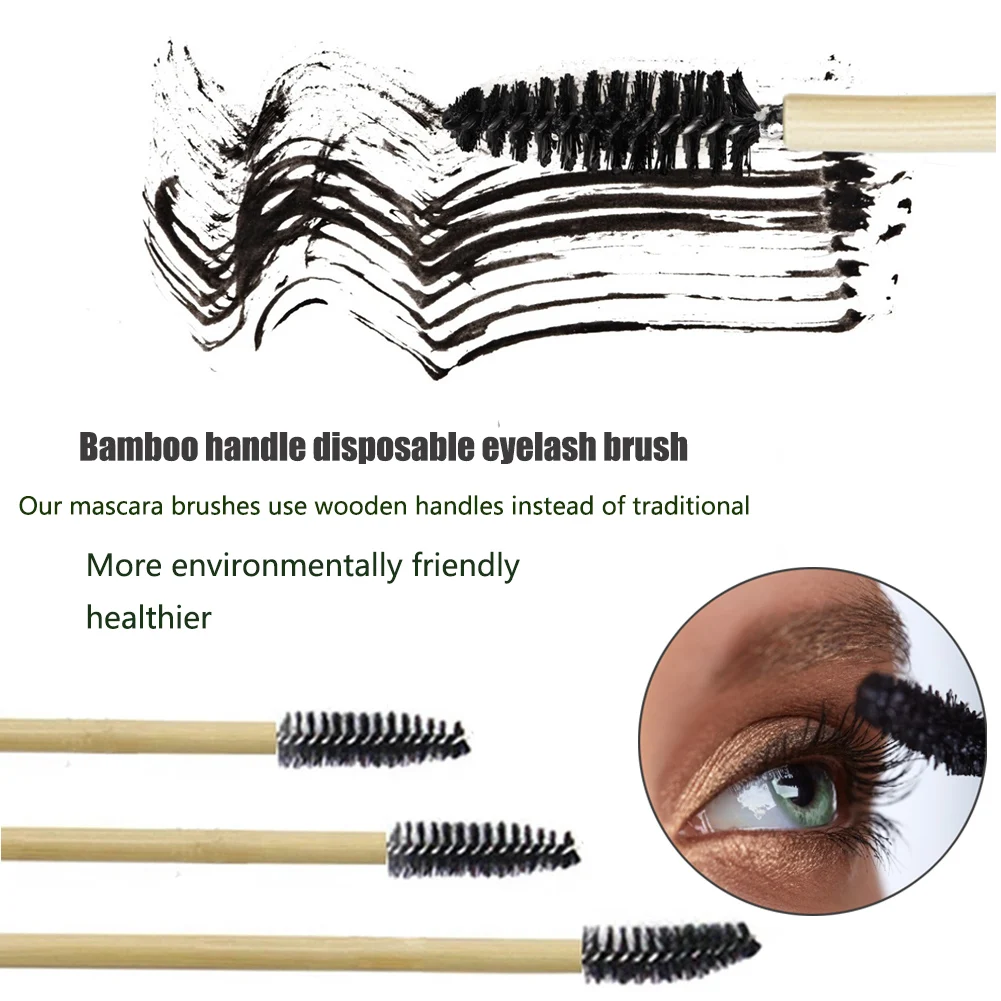 

Bamboo handle eyelash brush eco-friendly makeup eyelash extension brush disposable eyebrow brush for mask comb applicator