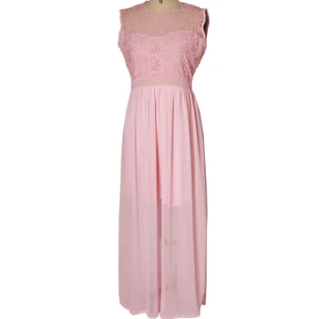 

Sexy Bridesmaid Dresses Lace Backless O-Neck Sleeveless Long Chiffon Wedding Party Formal Gowns Dress for Wedding Party