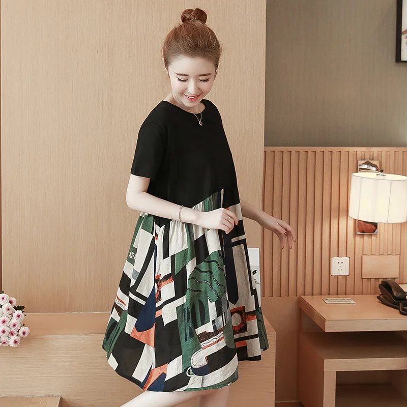 

Summer Korean-style Mid-length Large Size Loose-Fit Dress WOMEN'S Dress Fashion Casual Big Skirt Fashion