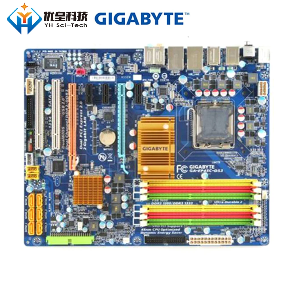 Оригинальная б/у настольная Материнская плата Gigabyte GA-EP45C-DS3 P45 LGA 775 Core 2 Экстремальный/Core 2 Quad/Core 2 Duo DDR2 ATX