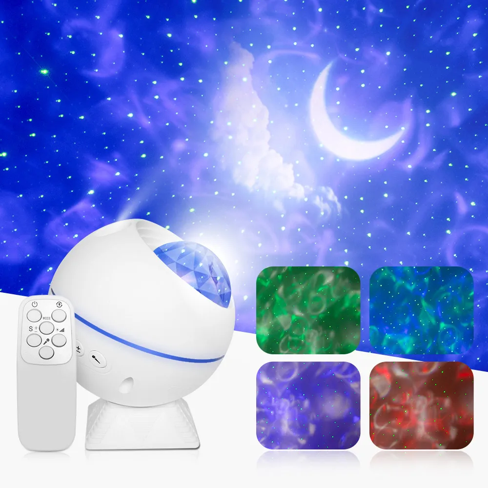

WAKYME LED Projector Lamp Water Wave Starry Sky Moon Clouds Night Light USB Cable Voice Control Mini Spherical Projection Lamp