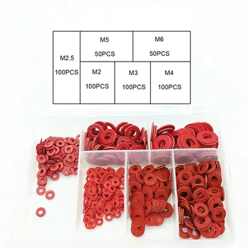 

500PCS M2 M2.5 M3 M4 M5 M6 Red Steel Paper Fiber Flat Washer Kit Insulation Washer