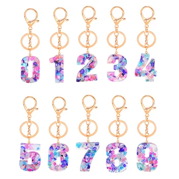 

0-9 Digital keychain Colorful Acrylic Keyring Keychain Charm Bag Car Pendant Decor Women Fashion Key Chain Jewelry Accessories