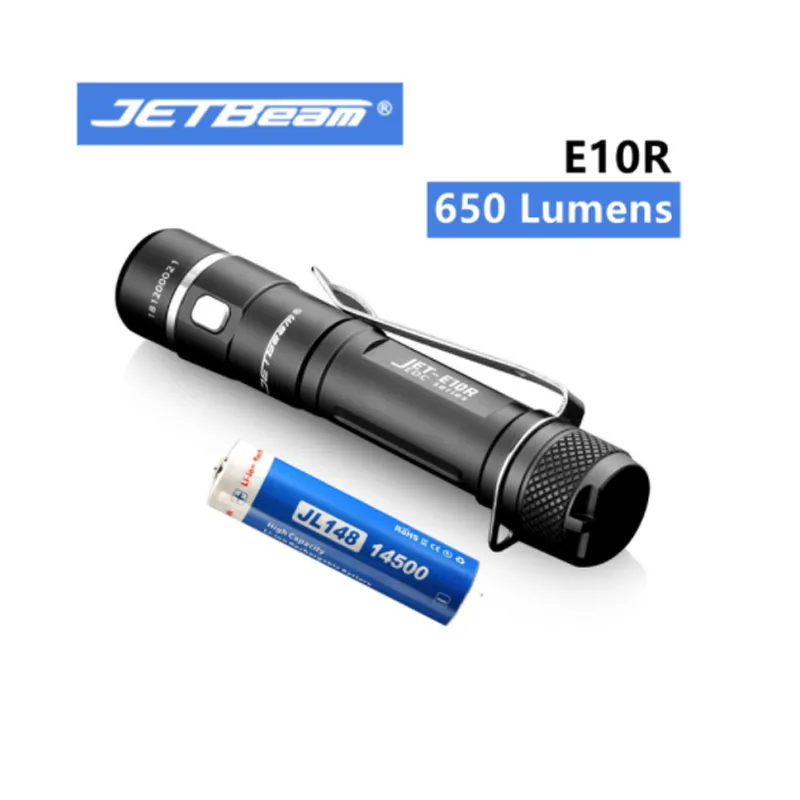 

JETBeam E10R Max650 Lumen EDC Mini Flashlight Use CREE XP-L HI LED Built-in Micro USB Charging Interface for Camping/Maintenance