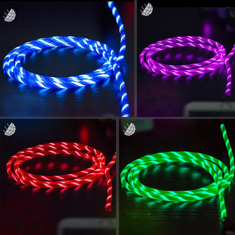 LED Luminous USB Charging Cable Micro Type C Fast Charging Cable For iPhone Samsung Xiaomi LED Light Micro USB Cord(N1014