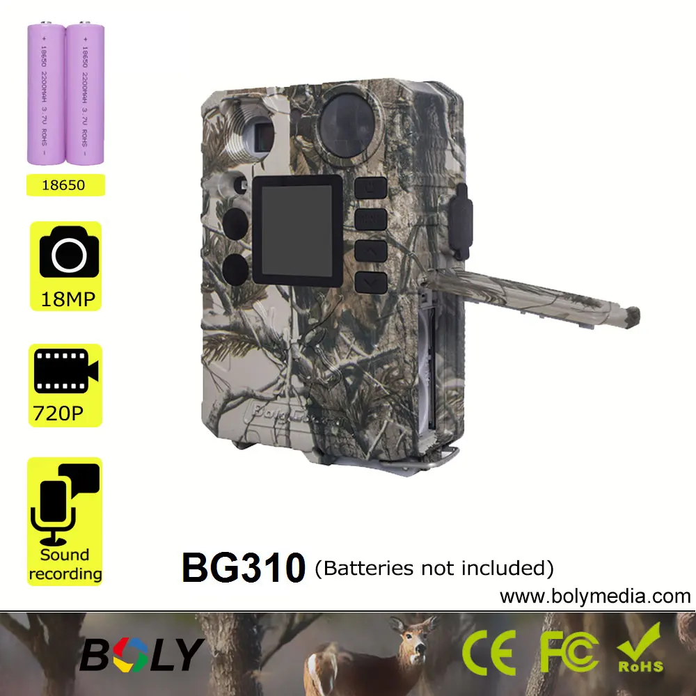 

BG310 18MP 940nm LED Low Glow Little Hunting Camera Using18650 Batteries Night Vision Cheap Tree Camera Support Boly Solar Panel