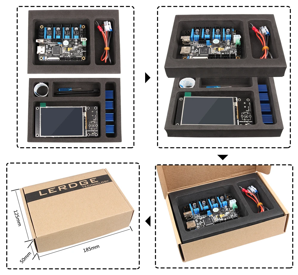 Placa de Impressora Placa-mãe com Braço 32bit para Placa Lerdge-x Controle Peças 32 Bit Mainboard Tmc2208 Lv8729 Tmc2209 3d Stm32 27 Computador e Escritório