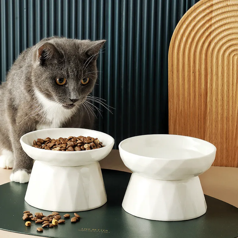

Ceramic Pet Bowl Cat Bowl Height Feet Ceramic Cat Food Feeder Snack Canned Plate Anti-cervical Spondylosis Cat Food Bowsl