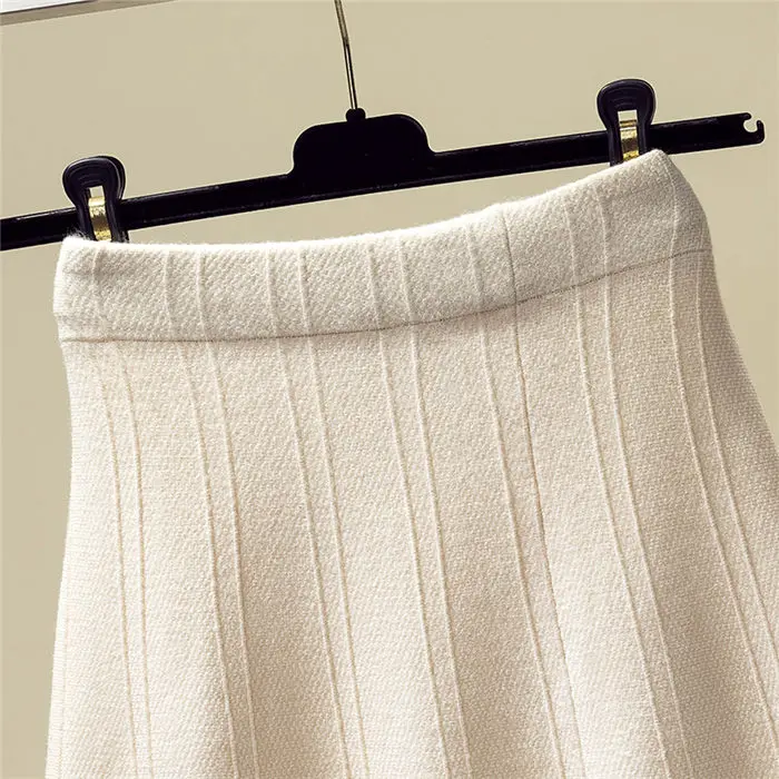 Autumn and Winter Clothing New Large Size Women's Fashion Slim Elastic Waist Woman Loose Knitting Skirt Elegant Jupe Femme f2234