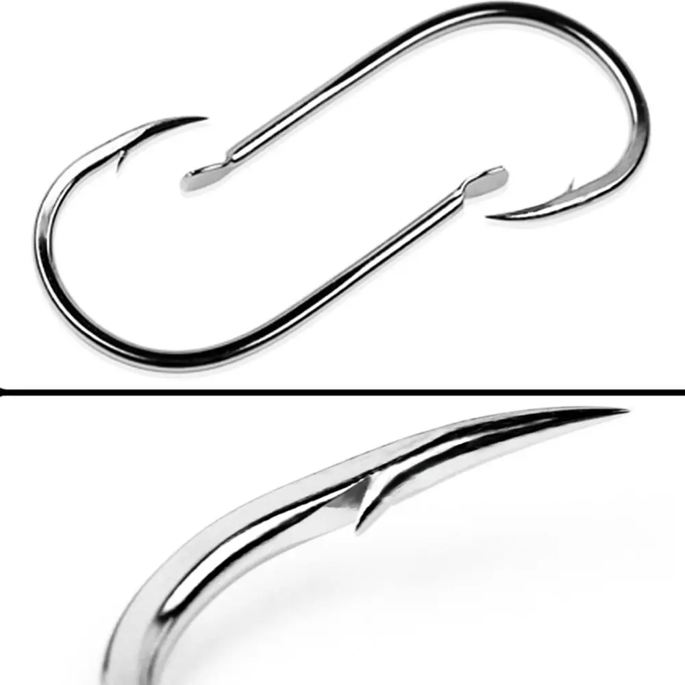 100PCS Fishing Hooks Carbon Stainless Steel Jigging Barbed Carp Hooks  Durable Head Fishing Accessories