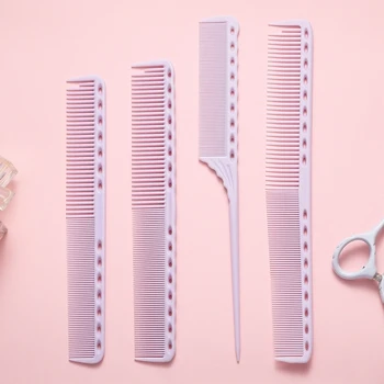 

4 Pieces/Set Anti-Static Hair Salon Comb Hairstyling Tools 5 Colors Barber Hairdressing Detangling Ponytail Platic Girls