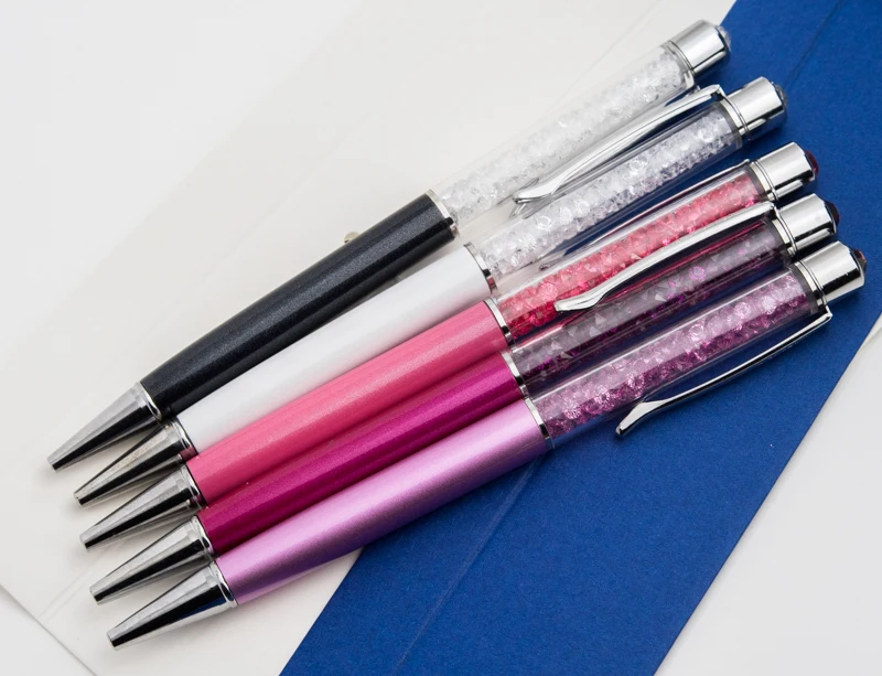 Креативная шариковая ручка со стразами сверху с подарочной коробкой чехол