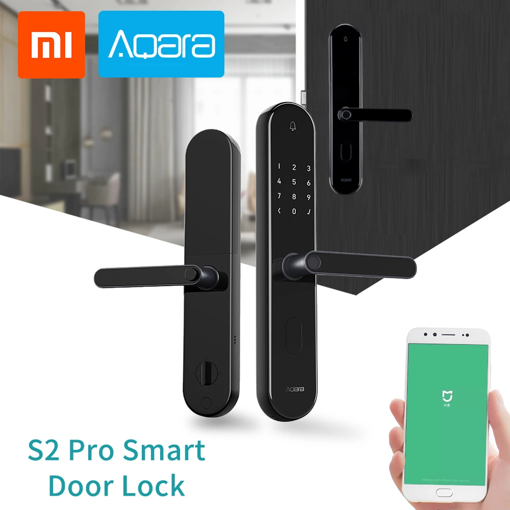 

certified Aqara S2 Pro Smart Intelligent Door Lock Keyless Password Fingerprint Key Unlock Wifi APP Display Locks for Mi Home