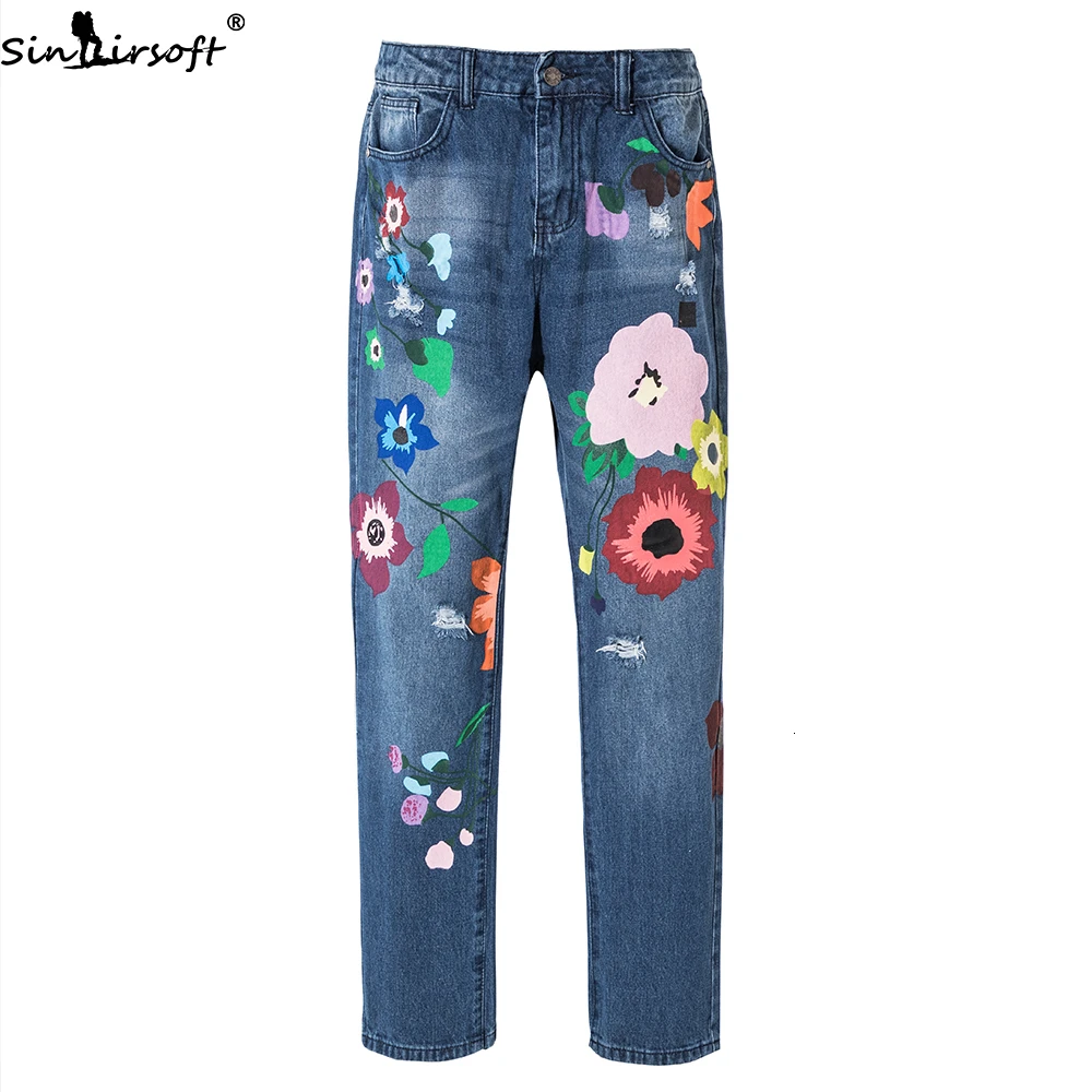 Европейские джинсы с высокой талией рваные бойфренда для мамы женские модные