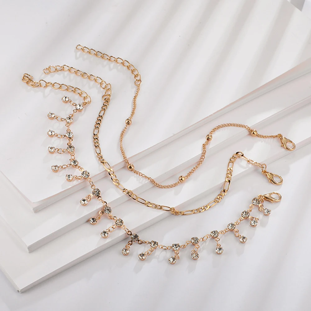 3 шт./компл. Для женщин Стразы Tassel Pendant ножной браслет-цепочка, ювелирное изделие, подарок