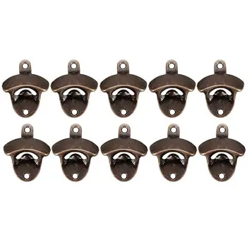 

10 Pack Bottle Opener Wall Mounted Rustic Beer Opener Set Vintage Look with Mounting Screws for Kitchen Cafe Bars