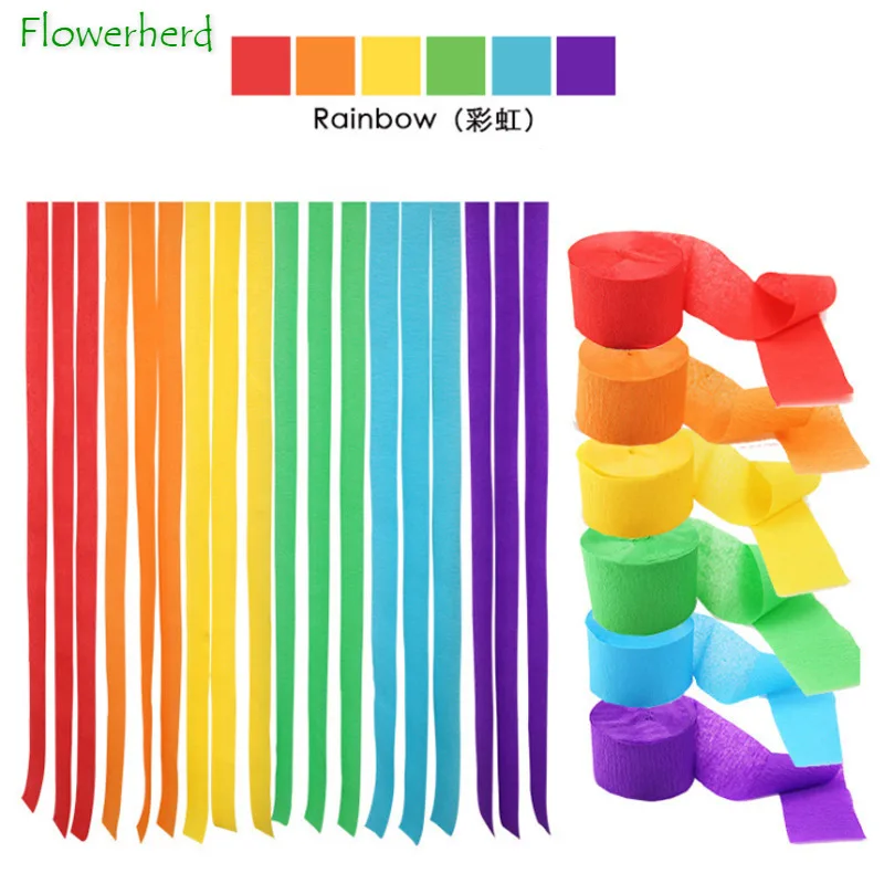 Color Crepe Paper Color Strip 25m Background Wall Decoration
