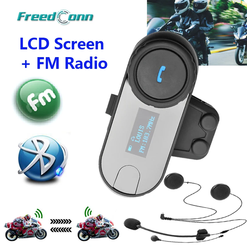New Updated Version! FreedConn T-COM-SC W/Screen BT Bluetooth Motorcycle Helmet Intercom Headset with FM Radio