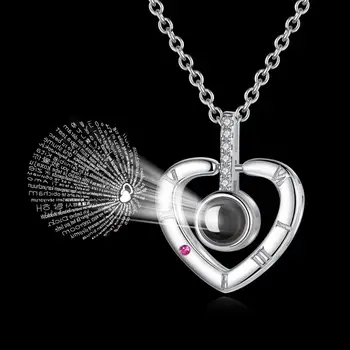 

ELESHE Luxury Crystal CZ Interlocking Hearts Pendant Necklace Women 925 Sterling Silver Necklaces Jewelry With 44cm Long Chain