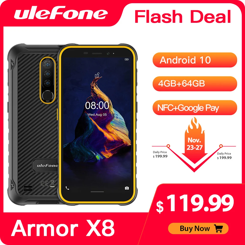 Смартфон Ulefone Armor X8 защищенный Android 10 4 + 64 ГБ 4G LTE|Смартфоны| |