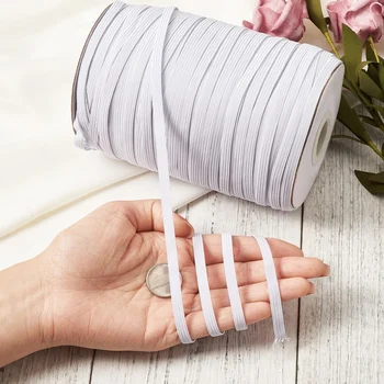 

1/8" White Elastic Bands for Face Mask Elastic Rope Sewing Mask Bedspread High Elasticity Knit Band (W 1/8" 200 M Long)
