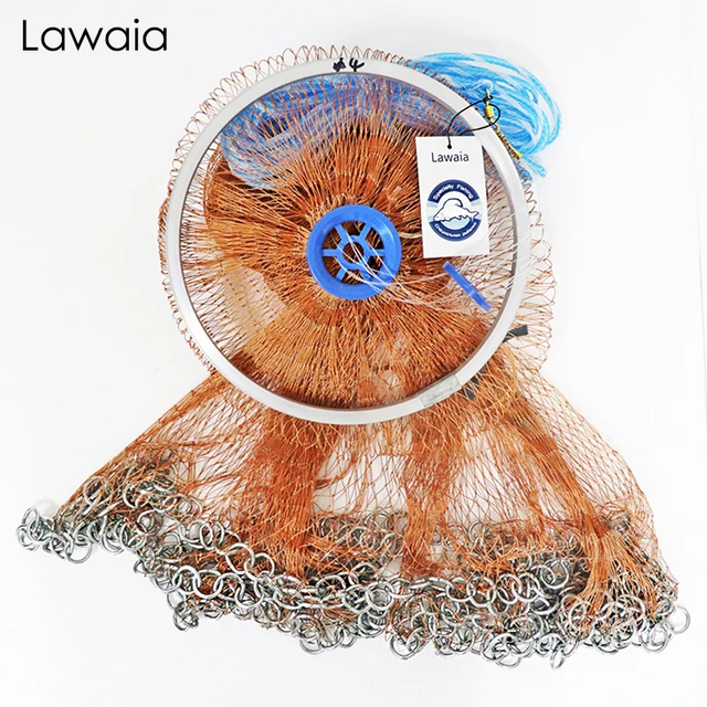 Lawaia Hand Throw Fish Net Landing Cast Net Iron Chain Pendant Small Mesh  Diameter 2.4M-4.2M Folding Fishing Nets Trap Tire Line - AliExpress