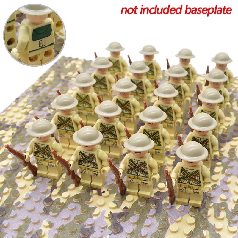  20pcs/lot Military Soldiers German British US Russia Army Modern Field Troops Building Blocks Brick
