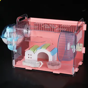 

Hamster cage Acrylic Super Villa Golden Bear Transparent Single and Double Layer Castle Foundation Cage