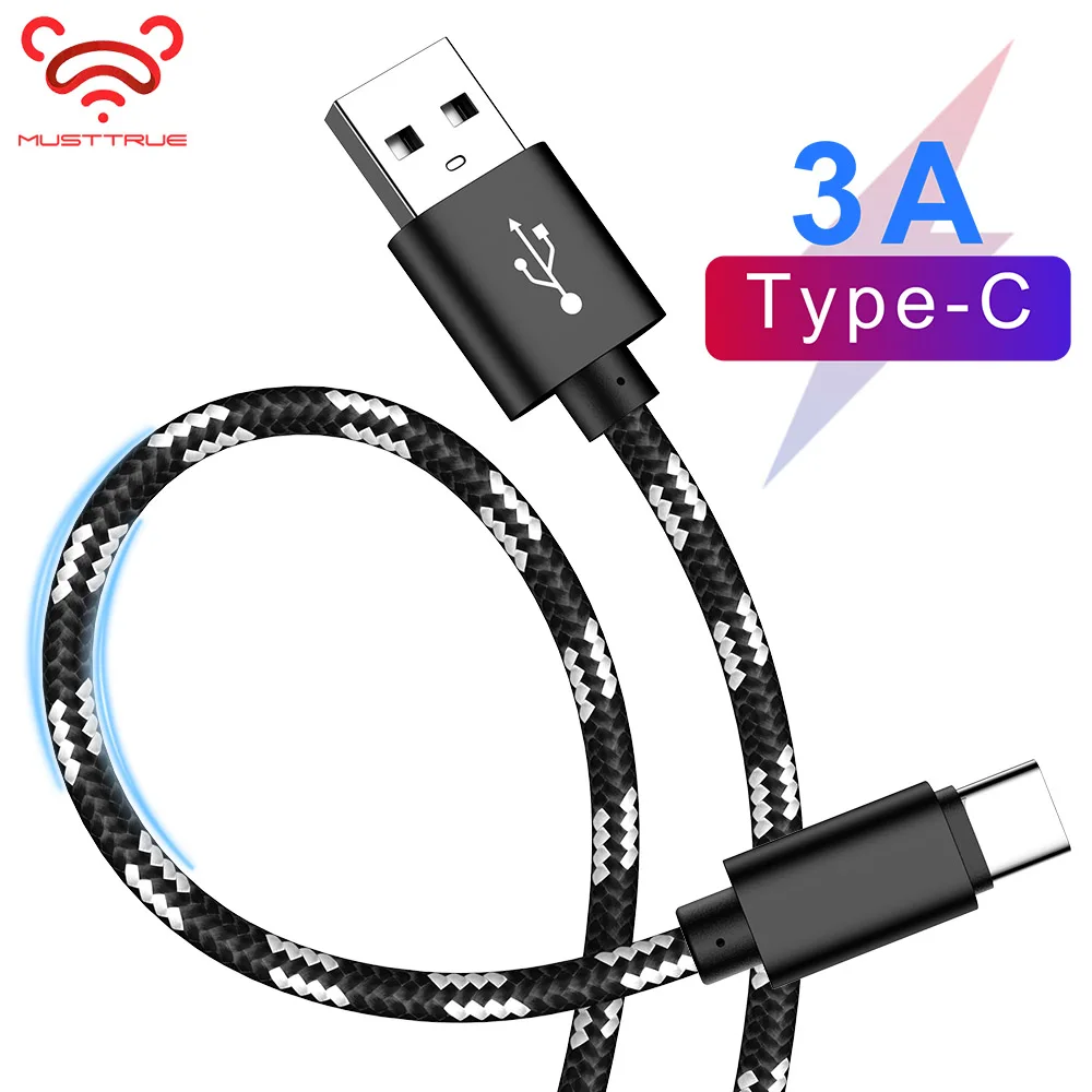 

MUSTTRUE 3A C Cable USB Type C Cable for Huawei P20 Lite Samsung S9 Fast Charging Data Cord tipo c Wire c type Adapter usb-c 1M